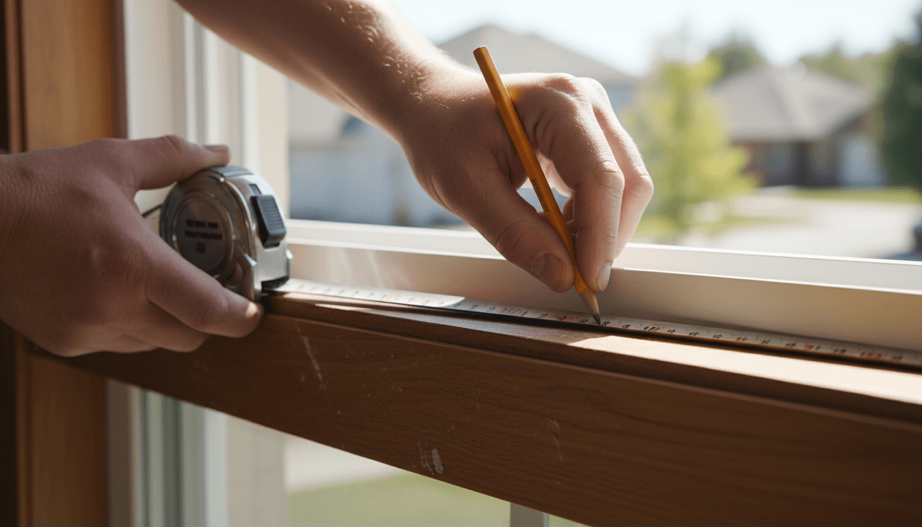 Professional window installation with precision measurement