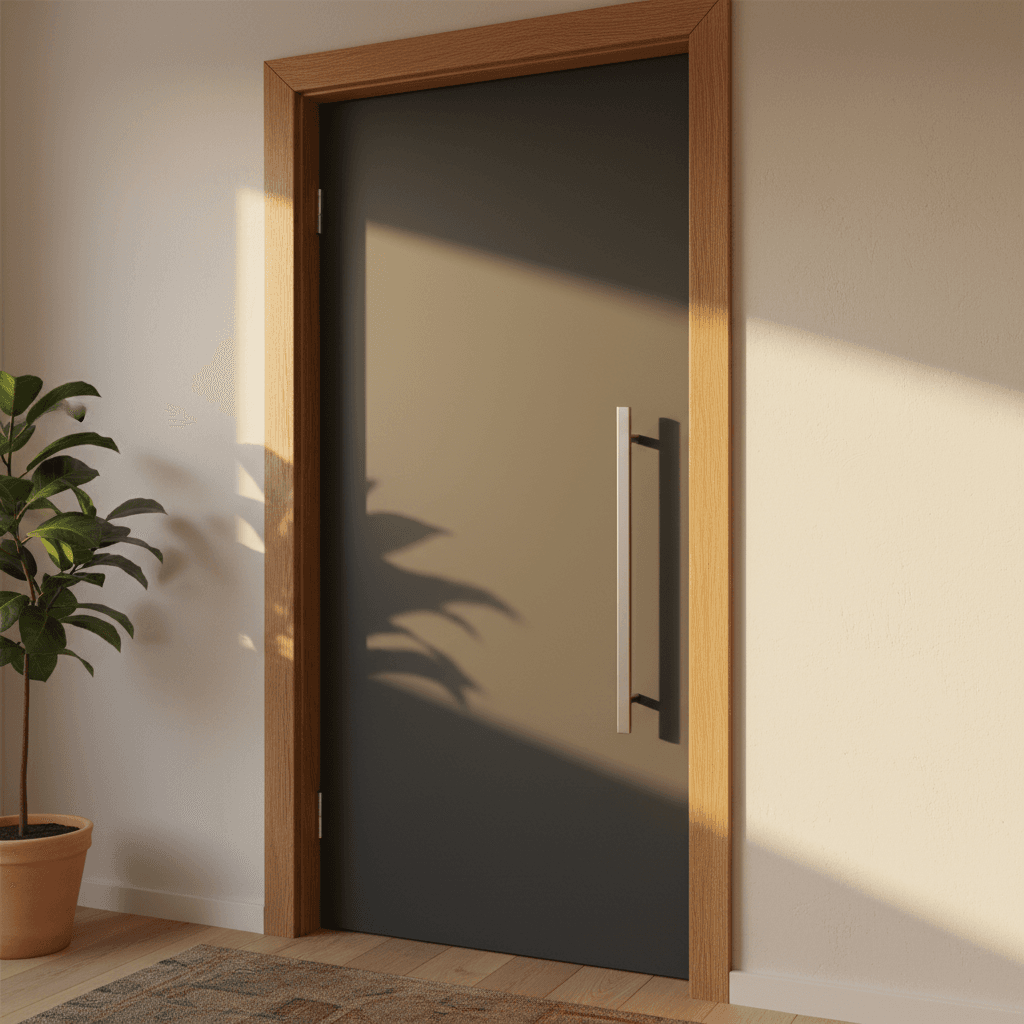 Professional entry door installation with secure frame
